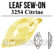 3254 Glitzstone Citrine Yellow Sew On Leaf Rhinestones